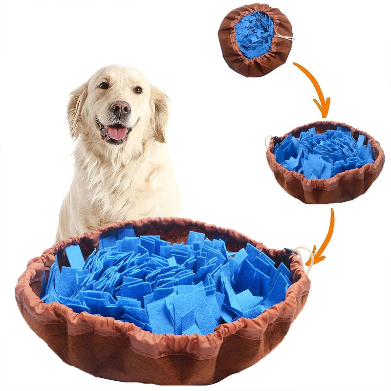 Foldable Dog Nosework Feeding Mat, Washable Felt Pet Sniffing Pad, Toy Dog Training Natural Foraging Snuff Mat