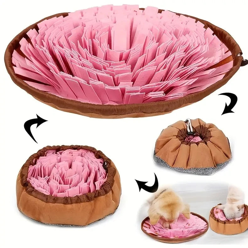 Foldable Dog Nosework Feeding Mat, Washable Felt Pet Sniffing Pad, Toy Dog Training Natural Foraging Snuff Mat