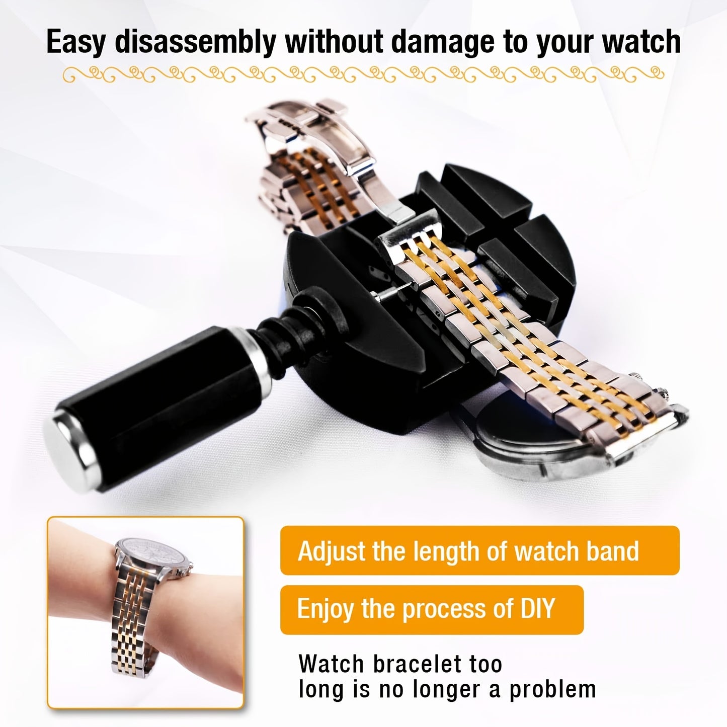 Watch Link Removal Tool Kit, Watch Band Tool Strap Chain Pin Remover, Repair Tool Kit for Strap Adjustment