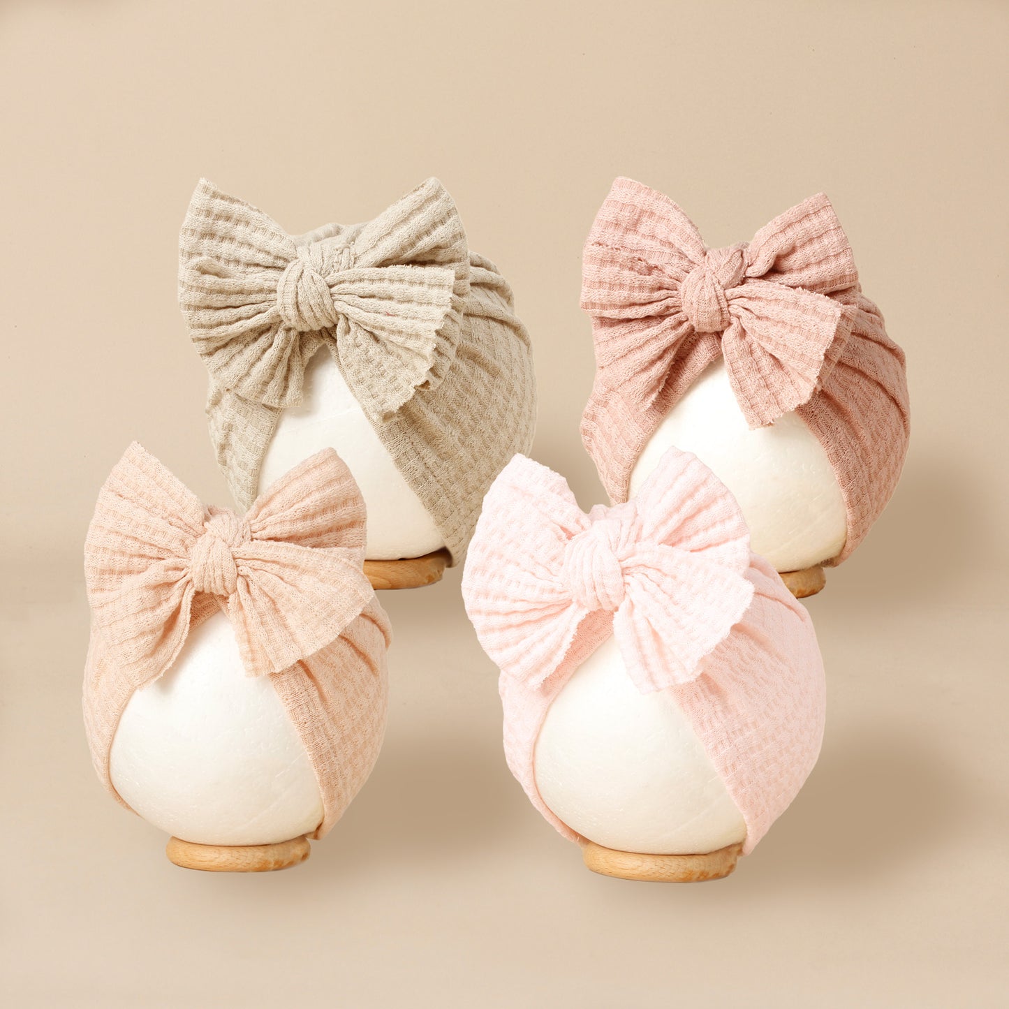 Cute Solid Color Baby Girls Turban Hat, Lovely Bowknot Knitted Baby Hat, Soft Newborn Infant Cap Beanies Head Wraps