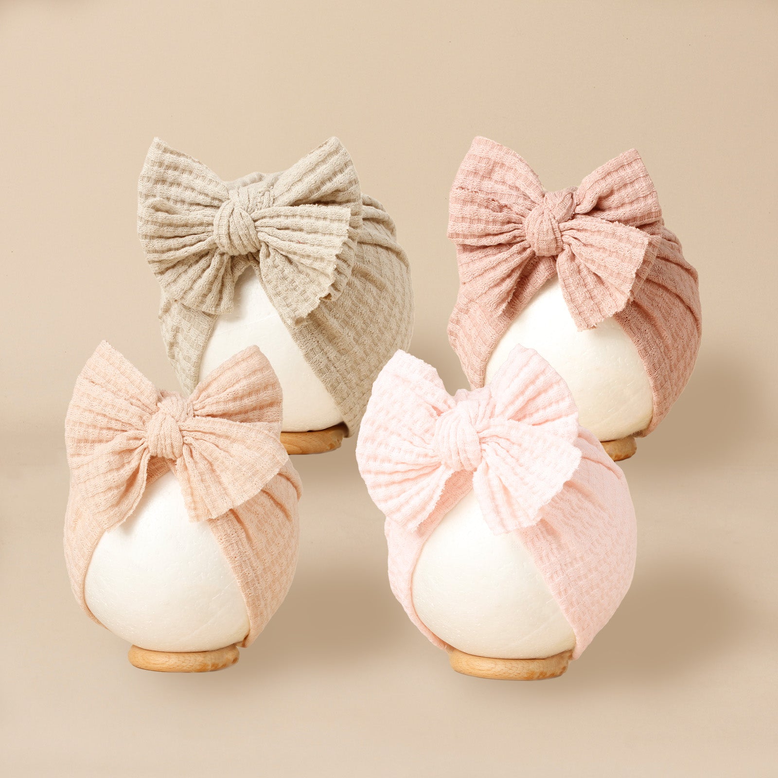 Cute Solid Color Baby Girls Turban Hat, Lovely Bowknot Knitted Baby Hat, Soft Newborn Infant Cap Beanies Head Wraps