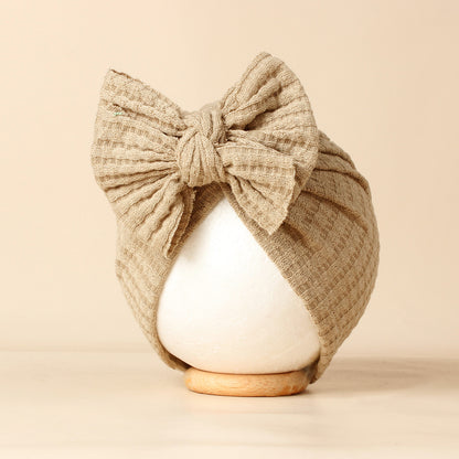 Cute Solid Color Baby Girls Turban Hat Lovely Bowknot Knitted Baby Hat Soft Newborn Infant Cap Bean 3