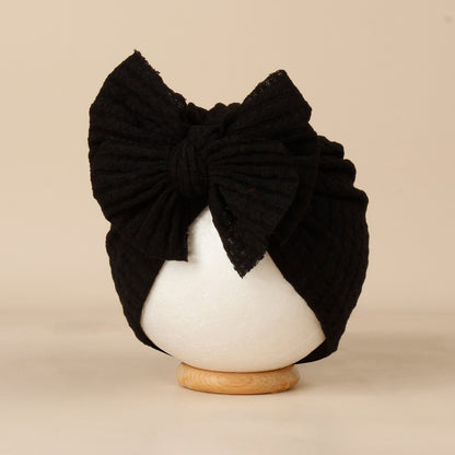 Cute Solid Color Baby Girls Turban Hat Lovely Bowknot Knitted Baby Hat Soft Newborn Infant Cap Bean 4