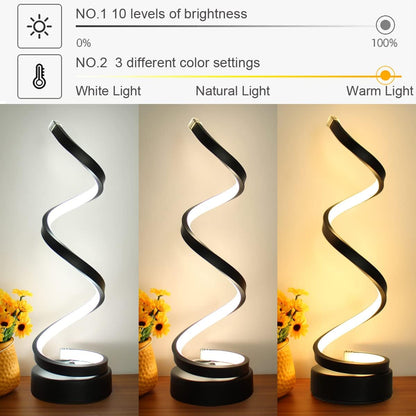 Dimmable Spiral LED Table Lamp, Color RGB Desk Light, Modern Minimalist Lamp for Bedroom and Office