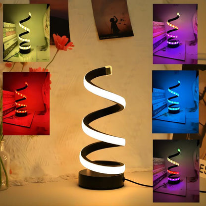 Dimmable Spiral LED Table Lamp, Color RGB Desk Light, Modern Minimalist Lamp for Bedroom and Office