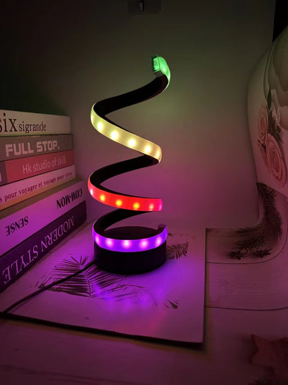 Dimmable Spiral LED Table Lamp, Color RGB Desk Light, Modern Minimalist Lamp for Bedroom and Office