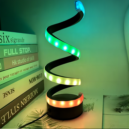 Dimmable Spiral LED Table Lamp, Color RGB Desk Light, Modern Minimalist Lamp for Bedroom and Office