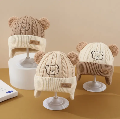 Soft Earflap Cap For Boys  Girls Baby Bear Knit Hat With Ears Knitted Design With Bear Ears  Soft F 2