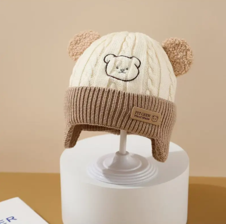 Soft Earflap Cap For Boys  Girls Baby Bear Knit Hat With Ears Knitted Design With Bear Ears  Soft F 6