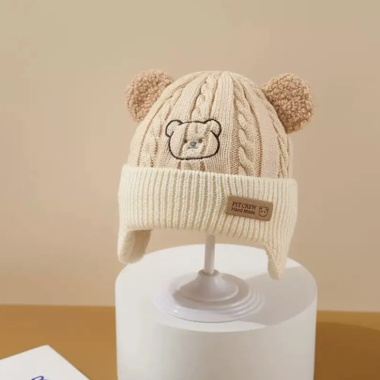 Soft Earflap Cap For Boys  Girls Baby Bear Knit Hat With Ears Knitted Design With Bear Ears  Soft F 7