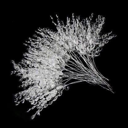 Artificial White Crystal Acrylic Water Droplet Garland Hairpin for Wedding, Bridal Bouquet, and DIY Gift Decorome