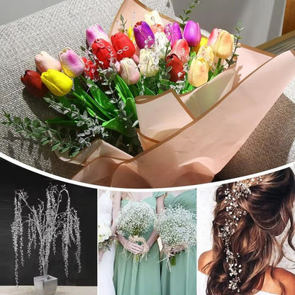 Artificial White Crystal Acrylic Water Droplet Garland Hairpin for Wedding, Bridal Bouquet, and DIY Gift Decorome