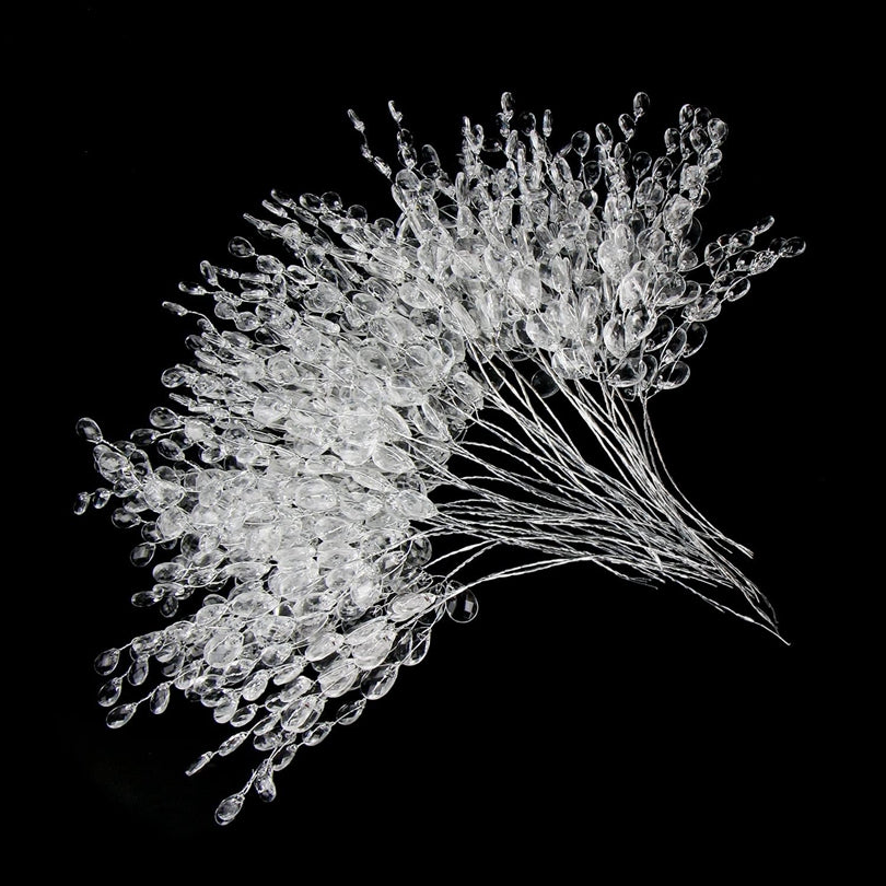 Artificial White Crystal Acrylic Water Droplet Garland Hairpin for Wedding, Bridal Bouquet, and DIY Gift Decorome