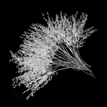 Artificial White Crystal Acrylic Water Droplet Garland Hairpin for Wedding, Bridal Bouquet, and DIY Gift Decorome