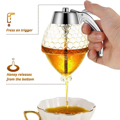 DripFree Glass Honey Dispenser With Stand  Squeeze Bottle For Syrup Juice  Condiments 1