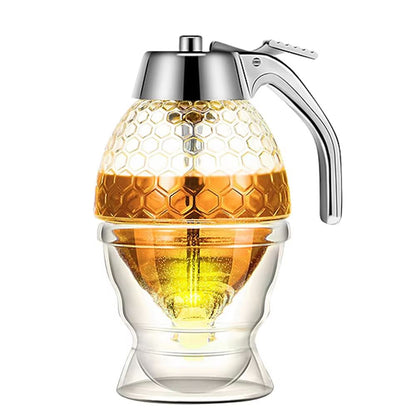 DripFree Glass Honey Dispenser With Stand  Squeeze Bottle For Syrup Juice  Condiments 6