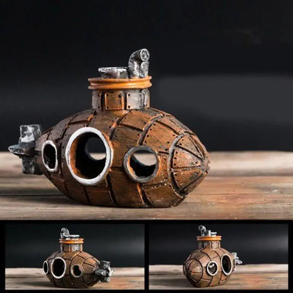 Fish Tank Decorations, Resin Submarine Ornaments, Aquarium Fish Shrimp Shelter Cave