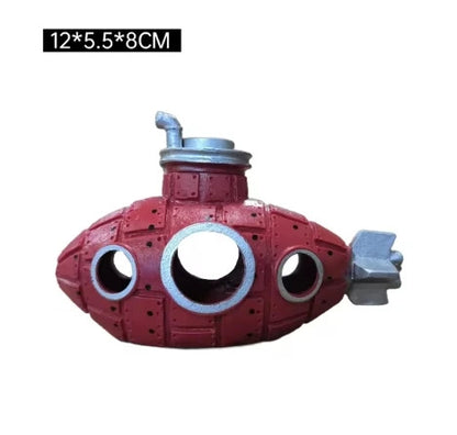 Fish Tank Decorations, Resin Submarine Ornaments, Aquarium Fish Shrimp Shelter Cave