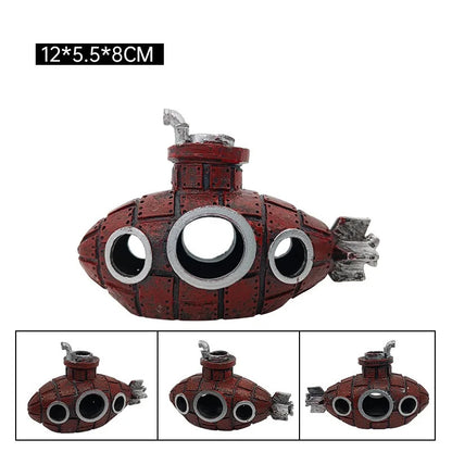 Fish Tank Decorations, Resin Submarine Ornaments, Aquarium Fish Shrimp Shelter Cave