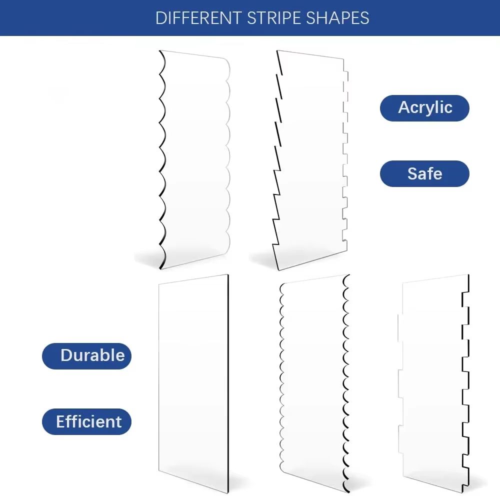Clear Acrylic Cake Scraper  Comb Set  2Piece Contour Stripe Buttercream Edge Tool 2