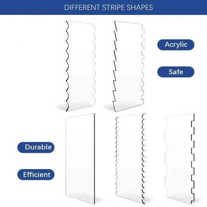 Clear Acrylic Cake Scraper  Comb Set  2Piece Contour Stripe Buttercream Edge Tool 2