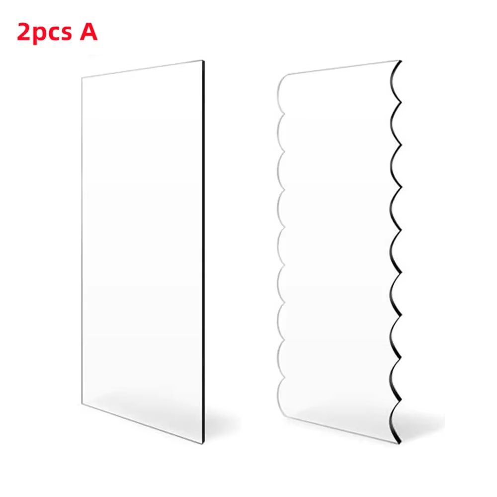 Clear Acrylic Cake Scraper  Comb Set  2Piece Contour Stripe Buttercream Edge Tool 6
