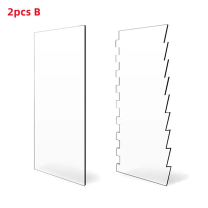 Clear Acrylic Cake Scraper  Comb Set  2Piece Contour Stripe Buttercream Edge Tool 7
