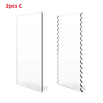 Clear Acrylic Cake Scraper  Comb Set  2Piece Contour Stripe Buttercream Edge Tool 8
