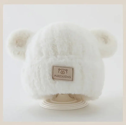 Cozy Winter Baby Hat with Bear Ears, Heart Cutouts, Soft Plush Lining for Kids
