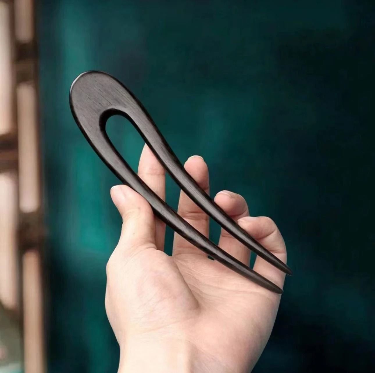 Wooden U Shaped Hair Stick 6