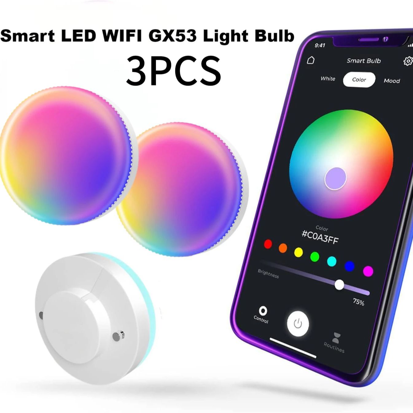 Color Changing Smart Light Bulbs , WiFi Dimmable , Compatible with Alexa/Google Home/SmartThings