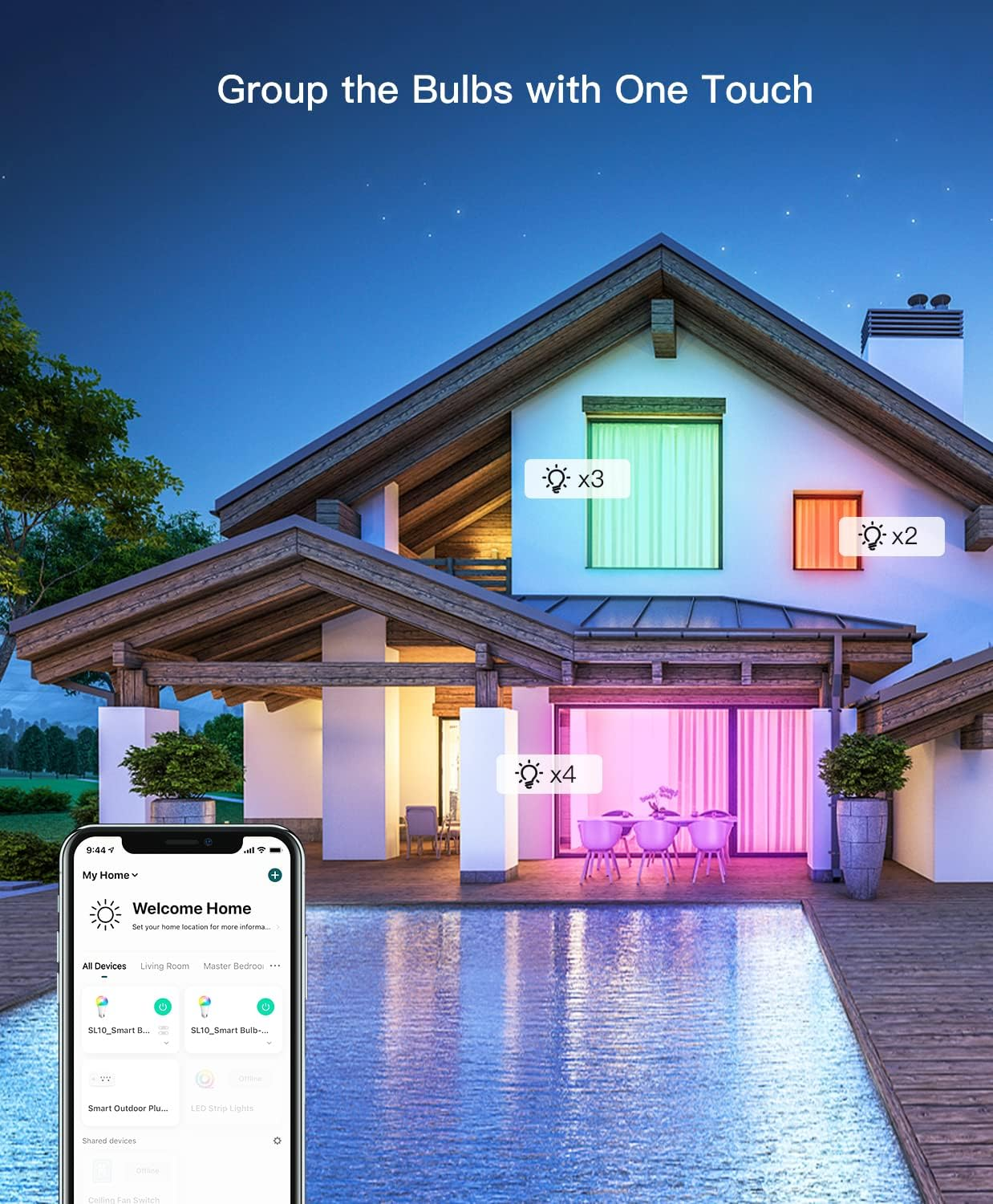 Color Changing Smart Light Bulbs , WiFi Dimmable , Compatible with Alexa/Google Home/SmartThings