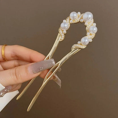 Pearl Flower U Shaped Hairpin 2
