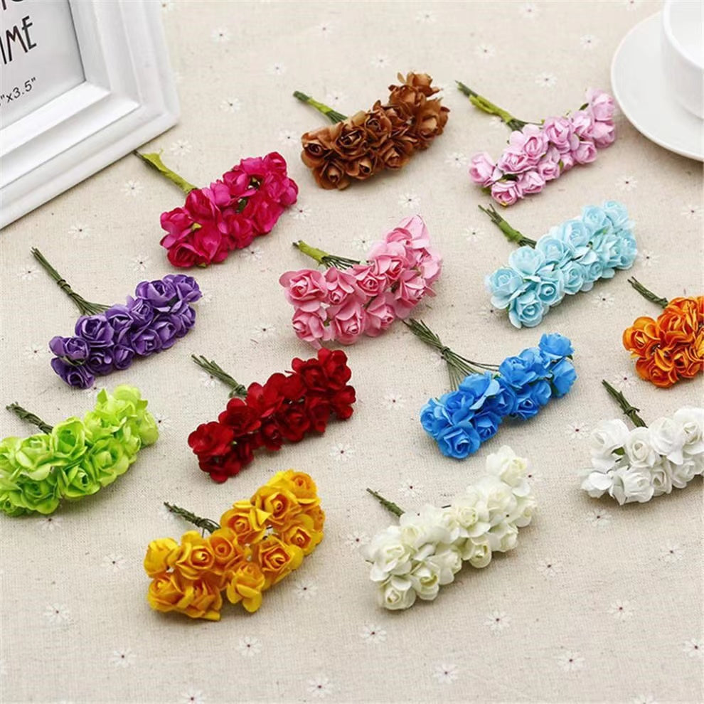 Artificial Mini Paper Rose Bouquet for Wedding Scrapbooking Party Decoration Cheap Artificial Rose Flowers