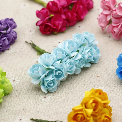 Artificial Mini Paper Rose Bouquet for Wedding Scrapbooking Party Decoration Cheap Artificial Rose Flowers