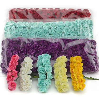 Artificial Mini Paper Rose Bouquet for Wedding Scrapbooking Party Decoration Cheap Artificial Rose Flowers