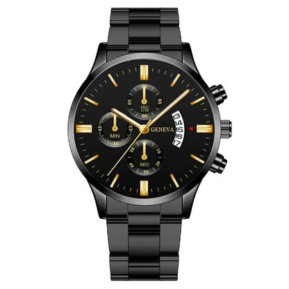 Fashion Men Watches, Luxury Silver Stainless Steel Quartz, Business Watch for Men, Calendar Clock