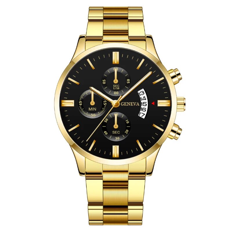 Fashion Men Watches, Luxury Silver Stainless Steel Quartz, Business Watch for Men, Calendar Clock
