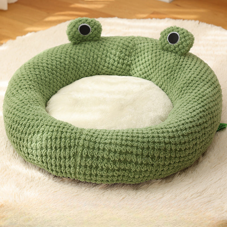 Winter Warm Pet Nest, Small Frog Shape Puppy House, Plush Cats Den, Semi Enclosed Kitten Mattress
