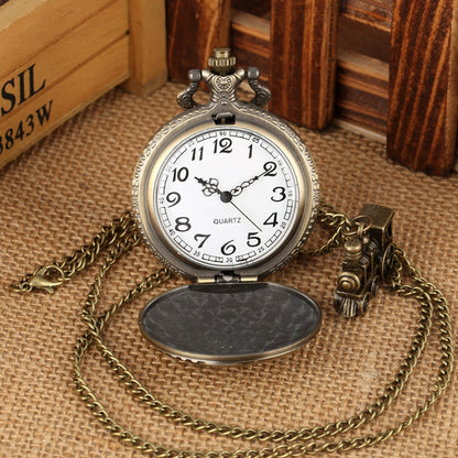 Vintage Classic Steampunk Train Quartz Pocket Watch Necklace Chain Pendant Souvenir Gift Clock For  2