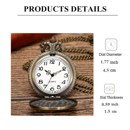 Vintage Classic Steampunk Train Quartz Pocket Watch Necklace Chain Pendant Souvenir Gift Clock For  4