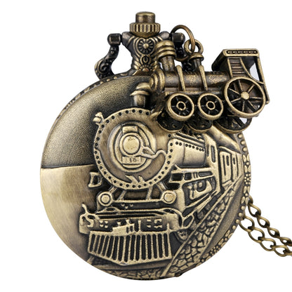 Vintage Classic Steampunk Train Quartz Pocket Watch Necklace Chain Pendant Souvenir Gift Clock For  5