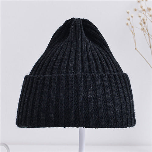 Ribbed Knitted Beanie Hats For Baby Kids Girls Boys Casual Toddlers Windproof Cap Photography Props 2