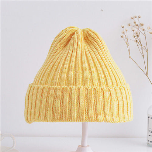 Ribbed Knitted Beanie Hats For Baby Kids Girls Boys Casual Toddlers Windproof Cap Photography Props 4