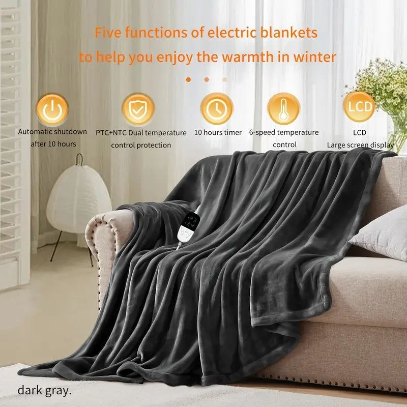 Soft Heated Throw Blanket, Electric Blanket with Heating Levels & 4 Hours Auto-Off Feature
