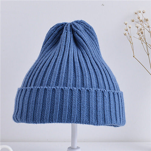 Ribbed Knitted Beanie Hats For Baby Kids Girls Boys Casual Toddlers Windproof Cap Photography Props 5
