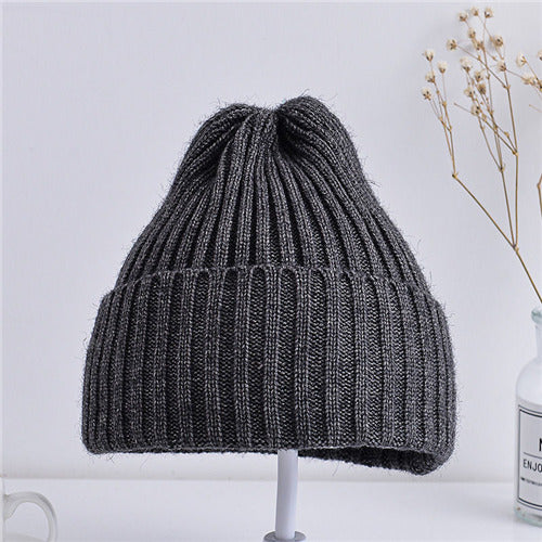 Ribbed Knitted Beanie Hats For Baby Kids Girls Boys Casual Toddlers Windproof Cap Photography Props 7