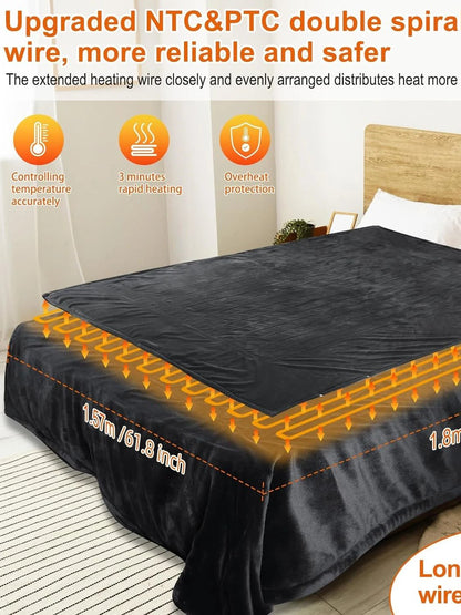 Soft Heated Throw Blanket, Electric Blanket with Heating Levels & 4 Hours Auto-Off Feature