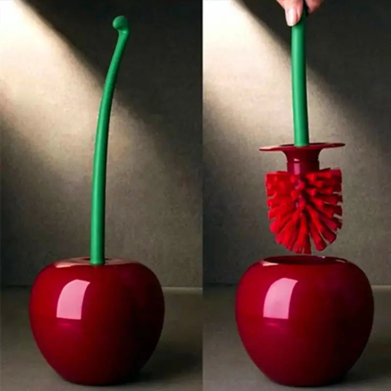 Toilet Brush Cherry Shape Lavatory Brush Holder Set, Creative Toilet Borstel, Cleaning Brush for Bathroom