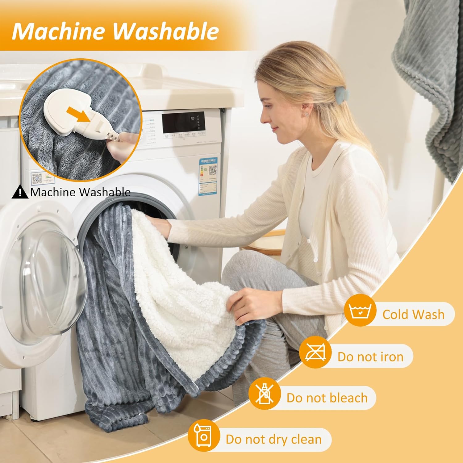 Electric Heating Blanket with Stripesd Flannel, 6-Speed Temperature Control and 5-Speed Timed Shutdown